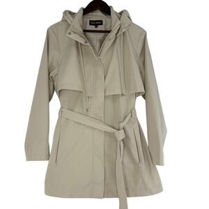 Centigrade Hooded Belted Tan/Beige Trench Coat L